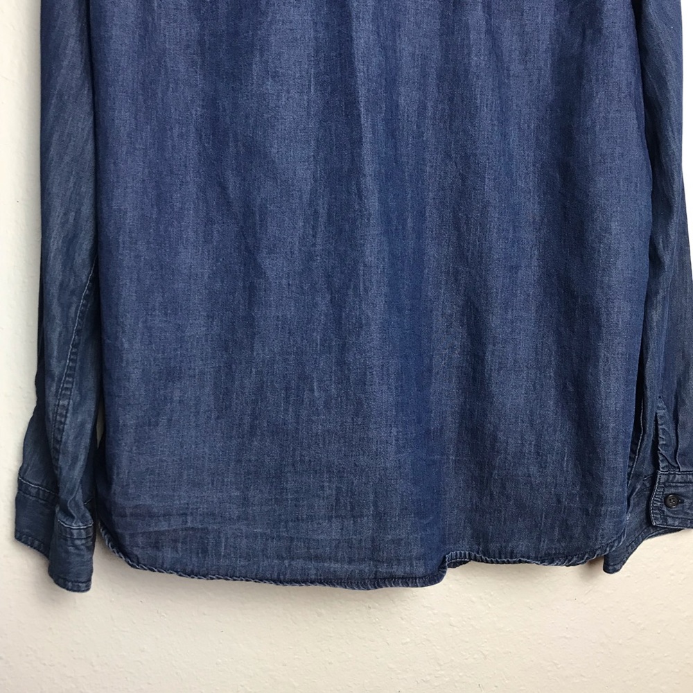 Old Navy Dark Wash Chambray Button Up Shirt - Picture 8 of 8